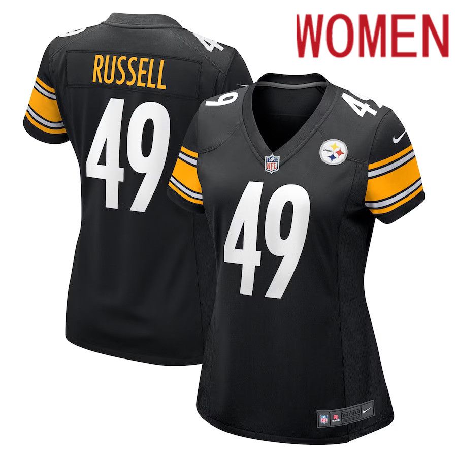 Women Pittsburgh Steelers 49 Chapelle Russell Nike Black Game Player NFL Jersey